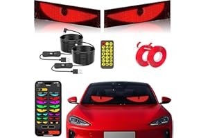 VIMAZ 2Pcs Devil Eyes Light for Trucks and Cars,13.8" x 3.94" Devil Eyes Light for Cars,Large Upgrated Dynamic DIY Programmable Flexible Led Display for Car Windshield with App Control Remote,LED Sign