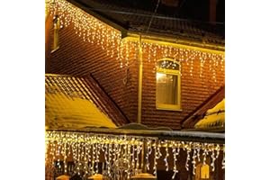 LEDYA 360 LEDs Eisregen Lichterkette Außen, 14M Weihnachtsbeleuchtung Warmweiß, Wasserdicht Lichtervorhang Aussen mit 8 Modi und Timer für Fenster, Traufe, Vorbau, Geländer