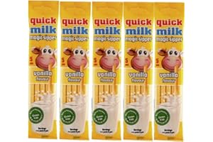Quick Milk Vanille 5 Beutel mit je 5 Halmen Magische Milch Trinkhalme Strohhalme