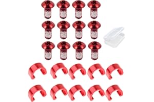 PPX 12 vis de Disque de Frein de vélo avec Gel Anti-dérapant - boulons de Disque de Rotor en Acier M5 x 10mm et 10 pièces de câble de Frein C Clips avec boîte pour VTT Accessoires de vélo