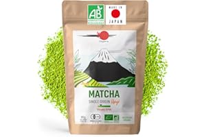ORIGEENS Tè Matcha Bio giapponese – Single Origin Shizuoka – Polvere di Tè Verde Matcha Bio – Sacchetto da 80g – Tè Matcha