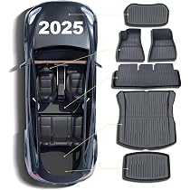 Odorless TPE Floor Mat Fits For Tesla Model 3 2023-2025 6 PCS Waterproof Duty Proof Fully Surrounded Floor Liner Protection Foot Pad