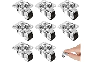 CREWELL 8 Stück Kleine Möbel Rollen 360 Grad Möbelrollen Klein Lenkrollen Mini Rollen für Möbel Kleine Lenkrollen für Kleine Möbel Wischeimer Regal Aufbewahrungsbox,12MM