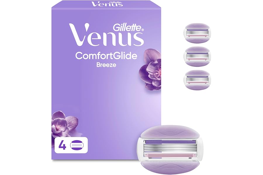 Gillette Venus Comfortglide Breeze Cuchillas de Afeitar Mujer, Pack de 4 | Recambios para Maquinilla de Afeitar Mujer con 3 H