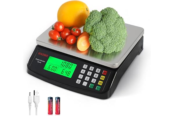 KNSWE Matvåg 40kg Stor Digital Våg Kök Rostfritt stål Vikt Pounds Kilogram och ounces för bakning Matlagning Måltid Prep Kaff