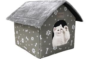 Whiwhi Niche pour Chat d’intérieur avec Coussin en Peluche Maison de Chat Abri Chaud et Confortable Lit pour Chat Panier pour Chat avec Fond Antidérapant 40x35x40cm