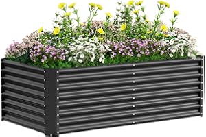 VELPAX Letto per Orto Rialzato in Metallo,183 x 92 x 61 cm Resistente alle Intemperie Orto Rialzato da Esterno Extra Grandi,Vasconi per Orto da Esterno in Acciaio Inox