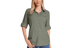 Jogwits Chemise pour Femme - Protection UPF 50+ Chemises et t-Shirts de randonnée Femme Vêtement Safari Manches Longues - Idéale pour randonnée, Trekking, pêche, Camping