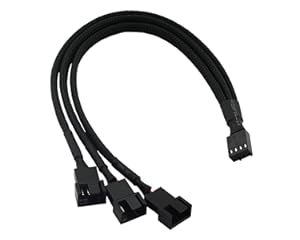 DAHSHA 4 Pin PWM Splitter Cable Female to 3/4 Pin Adapter Sleeved Splitter PC Fan Power Extension Cable - 1 to 3 Way(26cm)