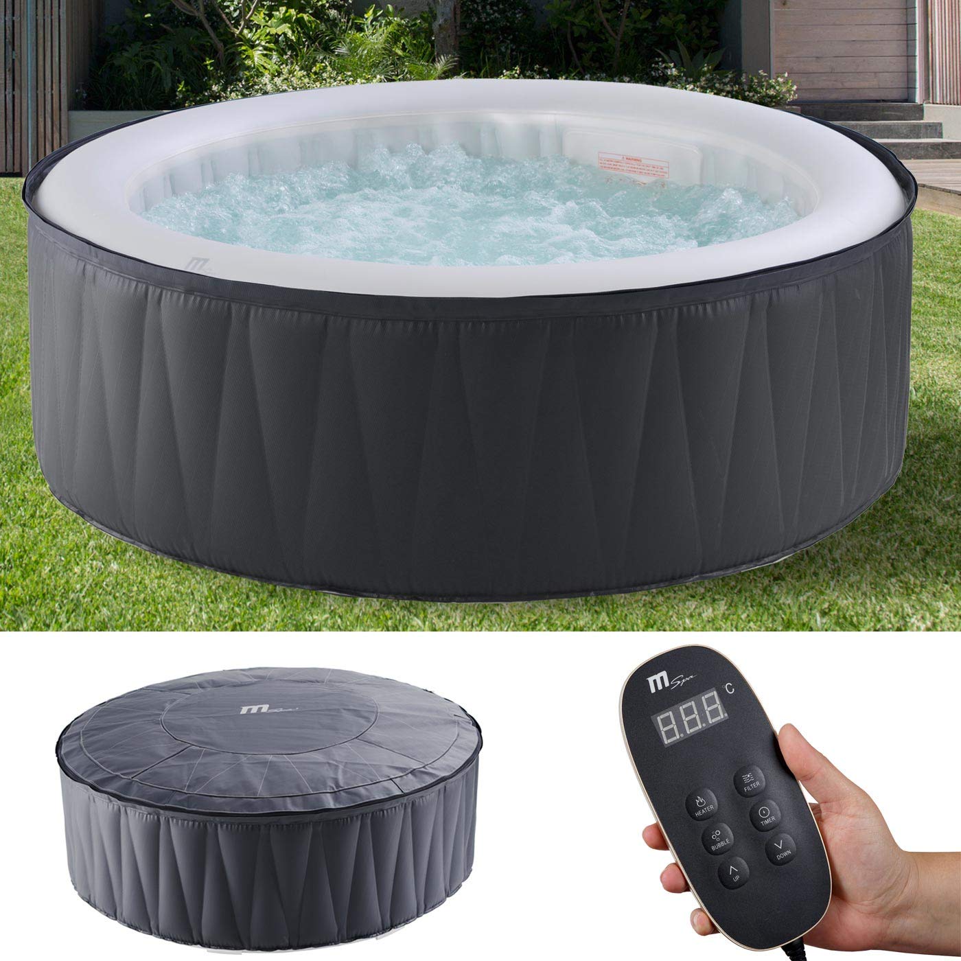Mendler Whirlpool MSpa HWC-A62, 6 Personen In-/Outdoor heizbar aufblasbar Ø 204cm FI-Schalter – Bild 3