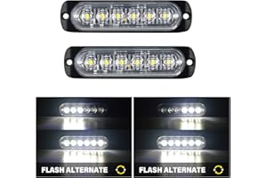 RIGIDON 2 Pièces 4.3 pouces 6 led barre lumineuse stroboscopique, 12v 24v clignotant gyrophare police feux de remorque, pour voiture camion off road ATV 4x4 vehicule, feu antibrouillard blanc