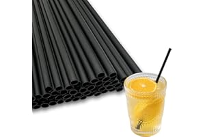 FloraVigo 100 PCS wiederverwendbare Strohhalme – 19 x 0,6 cm große Plastik-Strohhalme für Cocktails, Kaffee, Getränke und Partys