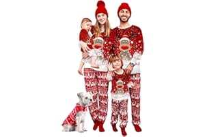 Menore Matching Family Pyjamas Set, Christmas Sleepwear, Long-Sleeve Christmas Nightwear, One-Piece Split Pyjamas, PJs, Xmas, Festival, Party, Adults, Children, Baby, Dog