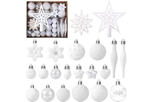 Kesote Bombki choinkowe, białe, zestaw 58 bombek choinkowych, dekoracja bożonarodzeniowa na Boże Narodzenie, imprezę
