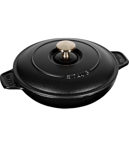 Staub 1102285 Cocotte/braadpan, rond met deksel 23 cm, 2.35 L, met matzwart email aan de binnenkant van de pot