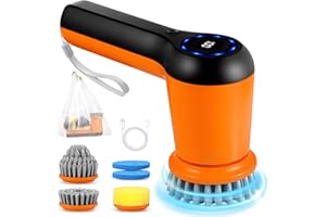 GRUTTI Electric Cleaning Brush, Power Scrubber with 5 Interchangeable Brushes, Electric Brush for Cleaning, Cleaning Brush, Waterproof for Kitchen, Bathroom, Bathtub, Tiles (White)