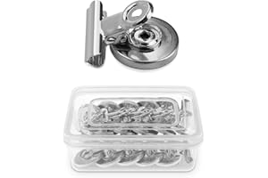 Navaris 15x Pinzas con imán para la nevera - Set de clips magnéticos de metal para pizarra magnética frigorífico oficina escuela cocina - Plateado