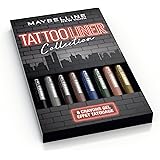 Maybelline New-York - Coffret de 8 Crayons Gel Effet Tatouage - Tattoo Liner - Teintes: Noir (900), Gris (901), Marron (910),