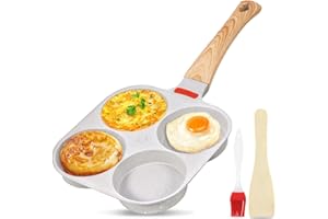 Deepboom Poêle à Pancakes, Poele a Oeufs Antiadhésive de 4 Trous, Multifonctionnel Poêle Pancake pour Omelette, Pancakes, Hamburger, Petit-déjeuner Oeuf Au Plat, pour Cuisinière à Gaz et à Induction