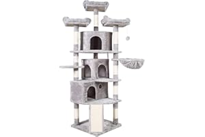 Hey-brother XXL Cat Tree, Stable Cat Tower with 3 Cozy Perches, Light grey EMPJ032W