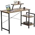 CubiCubi Small Computer Desk 100 x 50 cm Home Office Multipurpose Writing Desk with Extra Storage Rack and Moveable Shelf,Rustic Brown