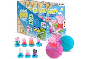 INKEE SURPRISE - 5er Set Peppa Pig Badekugeln Kinder mit Überraschung, Peppa Wutz Spielzeug für die Badewanne, mit Erdbeer-Duft & Schaumstoff-Effekt
