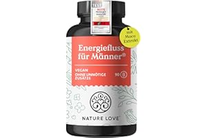 ‎NATURE LOVE NATURE LOVE® Energiefluss für Männer - 90 Kapseln - Mit Tribulus Terrestris Extrakt, Maca Extrakt, L-Arginin, L-Citrullin, Zink, Folat, Vitamin C, Pflanzenstoffen - Hochdosiert, vegan und laborgeprüft