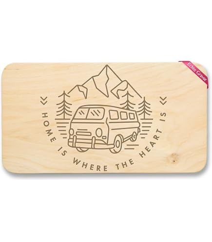 Frühstücksbrettchen Holz Mit Gravur – 'Zuhause Ist Wo Wir Parken', 22x12 Cm, Camping-Geschenk