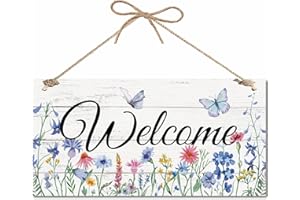 CREATCABIN Panneau Bienvenue Suspendre Porte D'Entrée,Jardin,Cour,Décoration Murale Suspendre,Plaque Bois Rustique,Décoration Maison Rétro Vintage,Cadeau pour,Famille,Pendaison Crémaillère,30x15cm