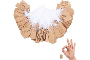 YUZHEDM 400 stycken för prislappar, 2,5 x 1,5 cm, med kraftpappersnodd för priser, presentetiketter med tråd, hängande etiketter, kläder, display, prislapp