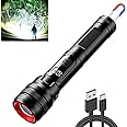 Aicdas Super Bright 20000 High Lumens Tactical Flashlight,Magnetic LED Flashlights USB C Charging,LCD Power Display Torch 5 Modes Zoomable Waterproof for Camping,Outdoor,Emergency,Everyday Carry