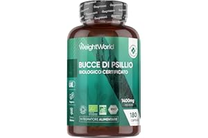 WEIGHTWORLD Bucce di Psillio Biologiche, 180 Capsule Vegane, 1400mg per Dose, 3 Mesi, Capsule con Psillio Polvere Bio da Semi di Plantago Ovata, Alternativa alla Psyllium Polvere, Senza Glutine, Prodotto in UE