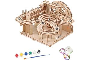 WHENZOO 3D Wooden Puzzles for Adults - Hand Cranked Marble Run Wooden Model Kits Assembly 3D Puzzle Mechanical Model Building Craft Kits for Teens and Adults