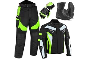 Inflori Motorbike Suit for Men Motorcycle waterproof suit Cordura Jacket with Trouser and Boots CE Approved Protective Armoured