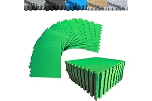 JOWY Pack Suelo Tatami – Esterilla Gimnasio Puzzle | Protege, Acolcha, Aísla y Decora | para Casa, Fitness o Piscina | Goma Eva Suave y Antideslizante | Libre de BPA | 4 Piezas Verde