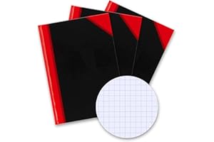 Bantex Notizbuch A5 kariert, 192 Seiten, 70 g/m², Hardcover, schwarz, 3 Stück