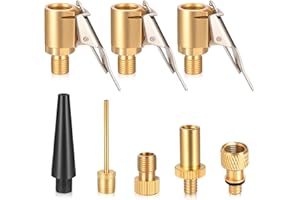 ZRFGBXIM 3 Pcs Car Valve Lever Plug Air Chuck Tyre Inflator Connector & 5 Schrader to Presta Valve Adapter Set, Brass Tire Air Chucks for Tires Bike Pump Clips Adaptor, DV AV SV BikeAir Pump Nozzle Set