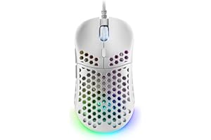 MARS GAMING MARSGAMING MM55, Mouse Gaming RGB Chroma, Ultra-leggero 55g, 12800 DPI, Switch Meccanici Programmabili HUANO, Bianco