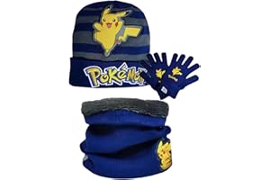 ILS I LOVE SHOPPING Lot de 3 pièces avec chapeau d'hiver, cache-cou écharpe et gants pour enfants, taille unique, doux et chaud