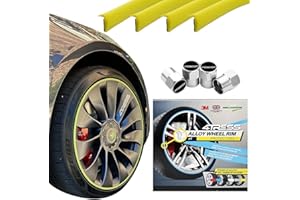 4TRESS Ultra Alloy Wheel Protectors (Yellow) Rim Protectors for Wheels - Car Rim Protectors for Alloy Wheels by Rimblades with 4Tress 4Pcs Wheel Chrome Dust Caps
