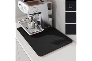 LIMNUO Tapis à café, Tapis de séchage Absorbant pour comptoir, pour comptoir de Cuisine, Machine à café, cafetière, Machine à Expresso, égouttoir à Vaisselle (Noir, 60x40cm)