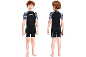 AONYIYI Kids Shorty Wetsuit Traje de Neopreno Niños 2.5mm Manga Corta Larga Traje de Baño de Una Pieza Traje de Buceo Engrosado Ropa de Natación para Surf Esnórquel Natación