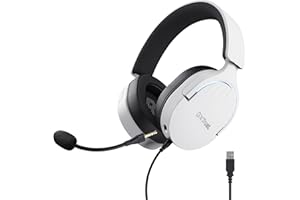 TRUST GAMING GXTrust 490W Fayzo Cascos Gaming USB 7.1 Sonido Envolvente, Drivers 50mm, 35% Plástico Reciclado, Micrófono con Cancelación de Ruido, RGB Auriculares con Cable Over-Ear PC PS5 - Blanco