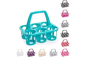 plastific 6 x Plastic Beer Garden Glass Collector Carrier Milk Bottle Holder Beer Carrier with Handle Bottle Holder for Bar, Outdoor, Picnic, Party (Turquoise)