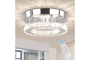 diisunbihuo Dimmbare Mini-Kristall-Kronleuchter Modern Flush Mount Deckenleuchte Rund LED-Kristall-Kronleuchter Flur Licht Schlafzimmer Bad Küche Büro