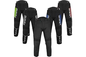 REXTEK Pantalones de Moto Impermeables extraíbles Cordura Textil con Gran Bolsillo para Pantalones Largos Blindados para Hombres, Mujeres, niños y Adultos
