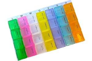 CHICHOUSE Portapillole settimanale diviso in scomparti, tascabile, pocket, da borsa, Pill box, Porta pastiglie per Vitamine, Integratori e Medicinali (Multicolore, 4 Scomparti)