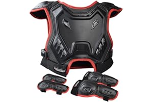 CHCYCLE Équipement de moto tout-terrain pour enfants, protection de poitrine avec genouillères, coudières, pour jeunes VTT, cyclisme, patinage