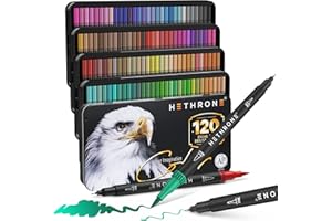 Hethrone Pinselstifte Filzstifte Set 120 Farben Dual Brush Pen Set Brush Marker für Kalligraphie Aquarellpinsel Ausmalen Erwachsene (120 Schwarz)