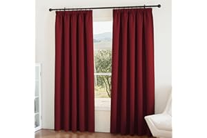 PONY DANCE Cortinas Opacas Termicas para Riel Cortina Habitacion para Ventanas Salon/Comedor Blackout Curtains, 167x228 CM, Rojo